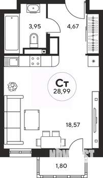 Студия квартира, вторичка, 29м2, 5/25 этаж