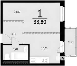 1-к квартира, вторичка, 35м2, 11/12 этаж