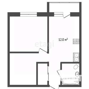 2-к квартира, вторичка, 45м2, 24/24 этаж