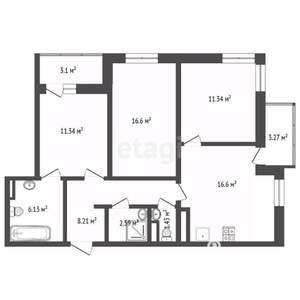 4-к квартира, вторичка, 80м2, 3/22 этаж