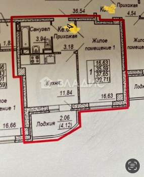 1-к квартира, вторичка, 40м2, 12/24 этаж