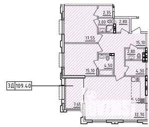 3-к квартира, вторичка, 109м2, 3/10 этаж