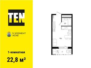 1-к квартира, вторичка, 23м2, 6/16 этаж