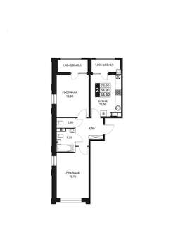2-к квартира, вторичка, 58м2, 15/20 этаж