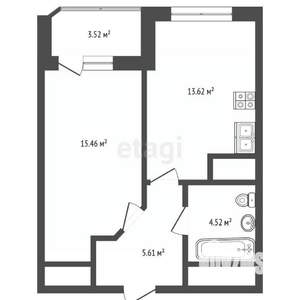 1-к квартира, вторичка, 41м2, 17/19 этаж