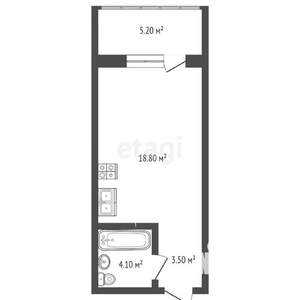 Студия квартира, вторичка, 30м2, 1/25 этаж
