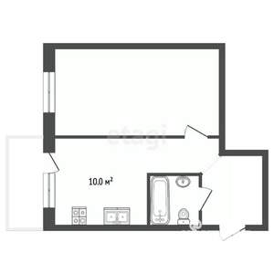 1-к квартира, вторичка, 40м2, 1/10 этаж