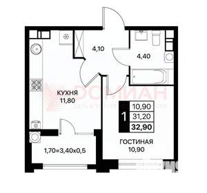 1-к квартира, вторичка, 33м2, 3/20 этаж