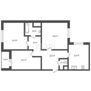 3-к квартира, вторичка, 78м2, 6/19 этаж