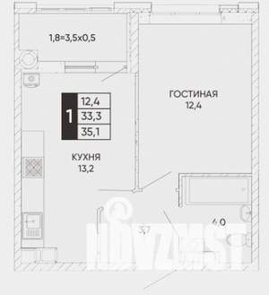 1-к квартира, вторичка, 35м2, 11/16 этаж