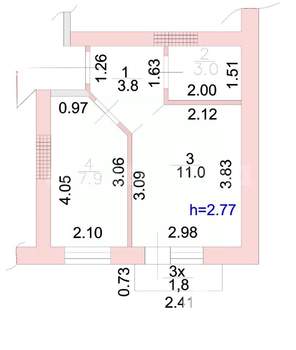 1-к квартира, вторичка, 28м2, 4/5 этаж