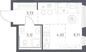 Студия квартира, вторичка, 21м2, 6/17 этаж
