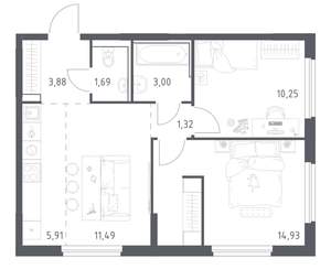 2-к квартира, вторичка, 52м2, 3/17 этаж