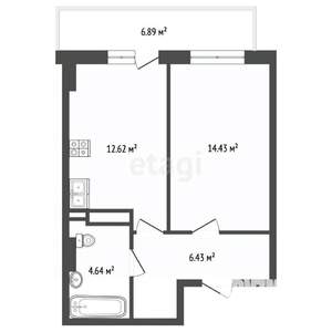 1-к квартира, вторичка, 40м2, 21/24 этаж