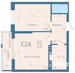 1-к квартира, строящийся дом, 44м2, 11/15 этаж