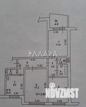 3-к квартира, вторичка, 64м2, 1/9 этаж