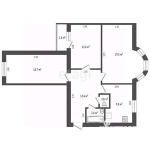 3-к квартира, вторичка, 74м2, 3/6 этаж