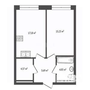 1-к квартира, вторичка, 48м2, 11/14 этаж