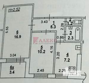 2-к квартира, вторичка, 43м2, 2/9 этаж