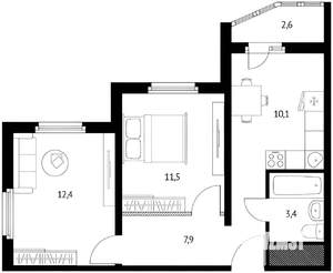 2-к квартира, вторичка, 46м2, 22/22 этаж