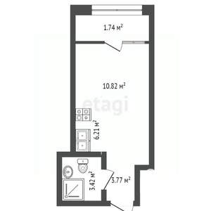 Студия квартира, вторичка, 28м2, 3/25 этаж