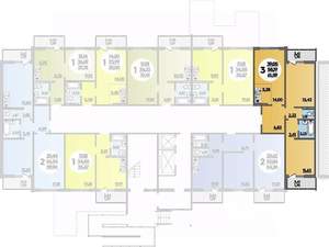 3-к квартира, строящийся дом, 62м2, 1/18 этаж