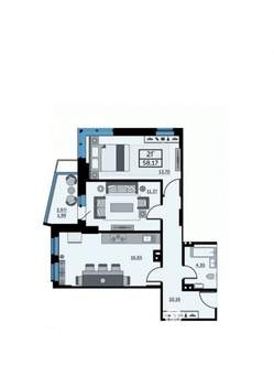 3-к квартира, вторичка, 59м2, 2/25 этаж