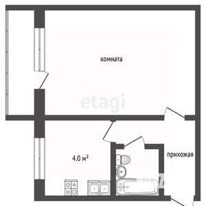 1-к квартира, вторичка, 21м2, 4/9 этаж