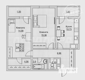 2-к квартира, вторичка, 65м2, 9/25 этаж