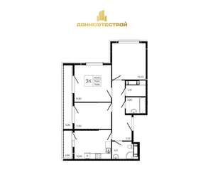 3-к квартира, вторичка, 80м2, 12/19 этаж