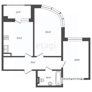 2-к квартира, вторичка, 54м2, 2/24 этаж