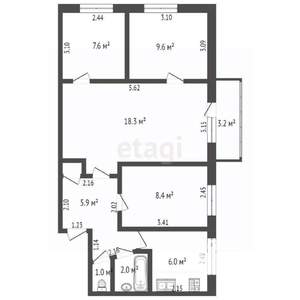 4-к квартира, вторичка, 60м2, 3/5 этаж
