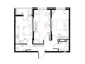 2-к квартира, вторичка, 54м2, 5/25 этаж