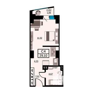 Студия квартира, вторичка, 29м2, 23/25 этаж