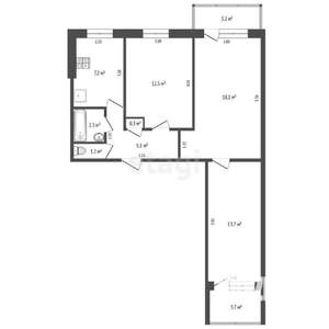 3-к квартира, вторичка, 60м2, 3/9 этаж