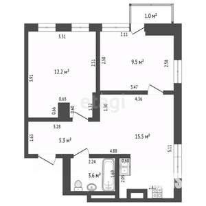 3-к квартира, вторичка, 48м2, 10/24 этаж