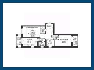 2-к квартира, вторичка, 70м2, 8/8 этаж