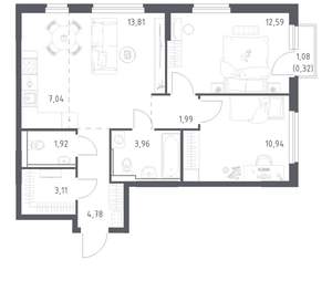 2-к квартира, вторичка, 60м2, 10/17 этаж