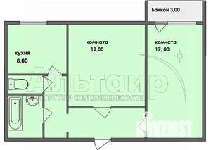 2-к квартира, вторичка, 52м2, 5/9 этаж