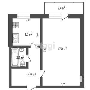 1-к квартира, вторичка, 24м2, 8/9 этаж