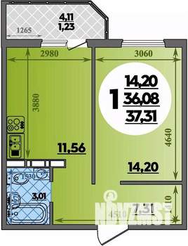 1-к квартира, вторичка, 37м2, 10/17 этаж