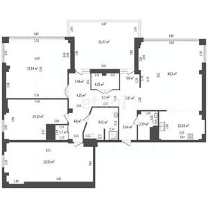 4-к квартира, вторичка, 206м2, 17/17 этаж