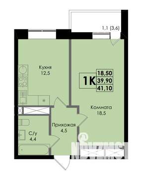 1-к квартира, вторичка, 41м2, 9/22 этаж