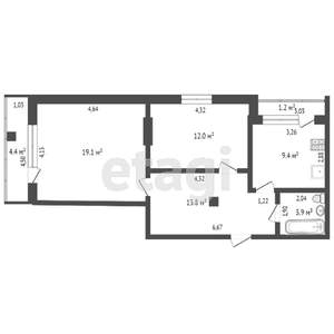 2-к квартира, вторичка, 63м2, 4/4 этаж