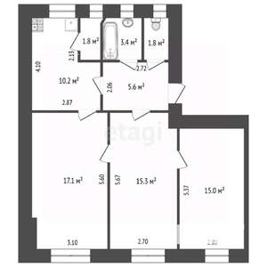 3-к квартира, вторичка, 70м2, 3/4 этаж
