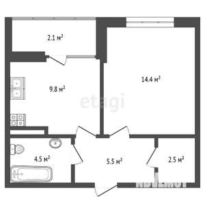 1-к квартира, вторичка, 39м2, 8/12 этаж