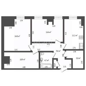 3-к квартира, вторичка, 71м2, 4/4 этаж