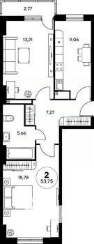 2-к квартира, вторичка, 54м2, 18/25 этаж