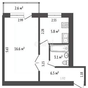 1-к квартира, вторичка, 32м2, 2/5 этаж