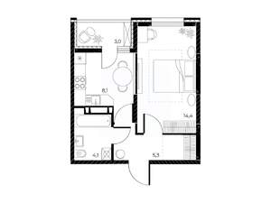 1-к квартира, вторичка, 33м2, 21/25 этаж